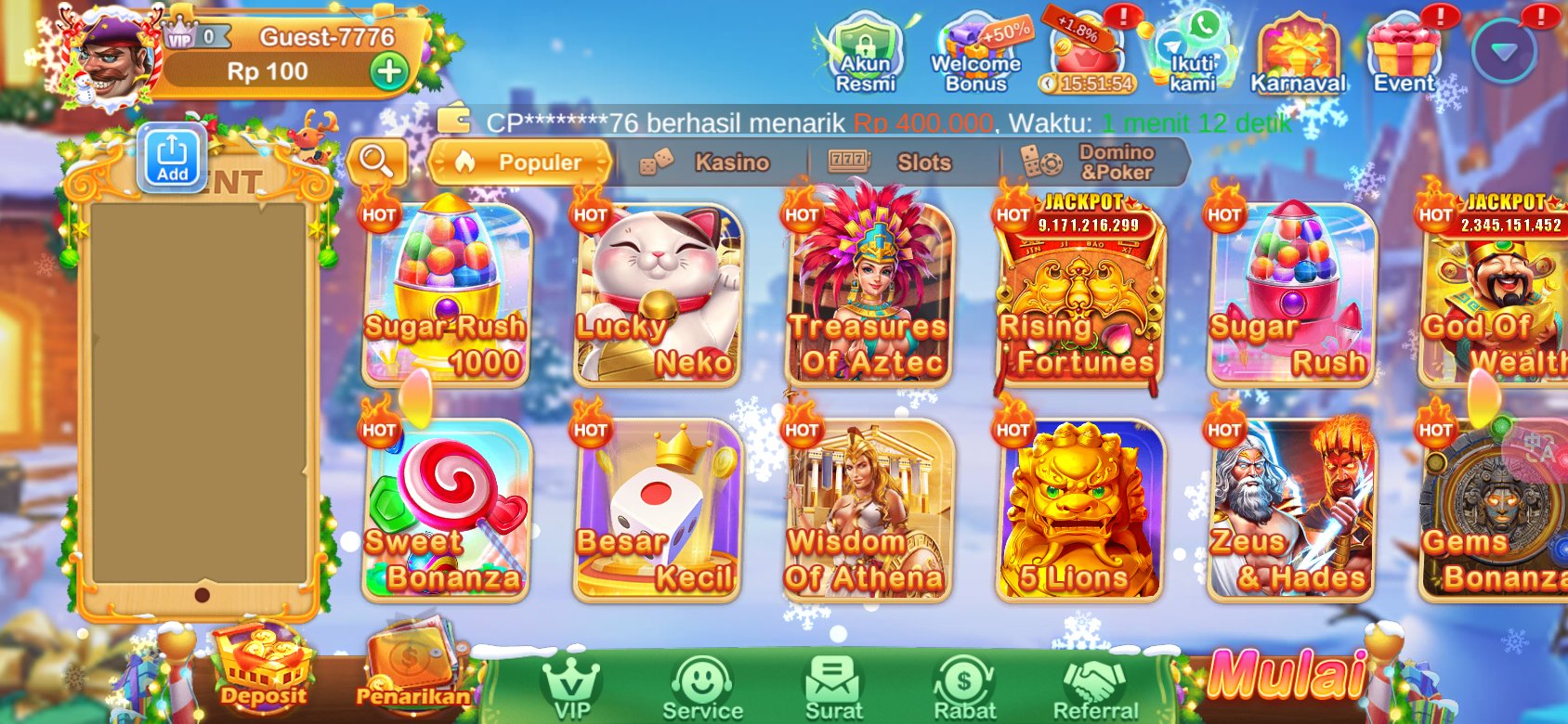 Permainan slot populer seperti Sugar Rush dan Sweet Bonanza di she777